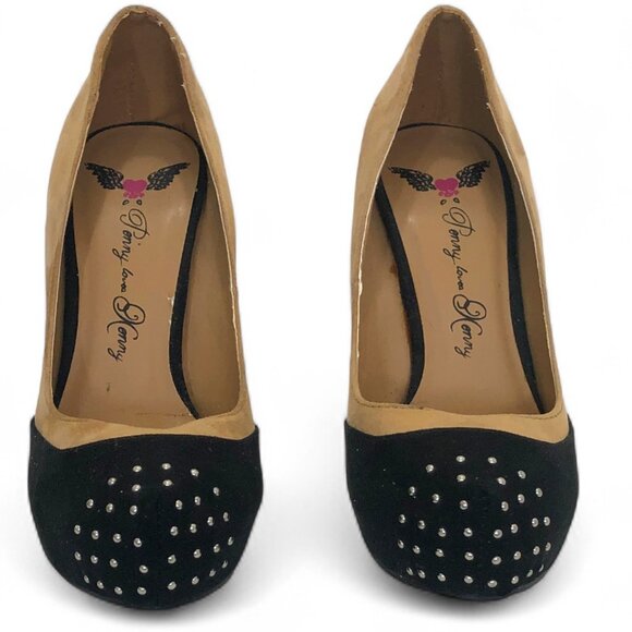 Penny Loves Kenny Women's Suede 5" Pumps Metallic Silver Studded Toe Size 7 New - Picture 4 of 15